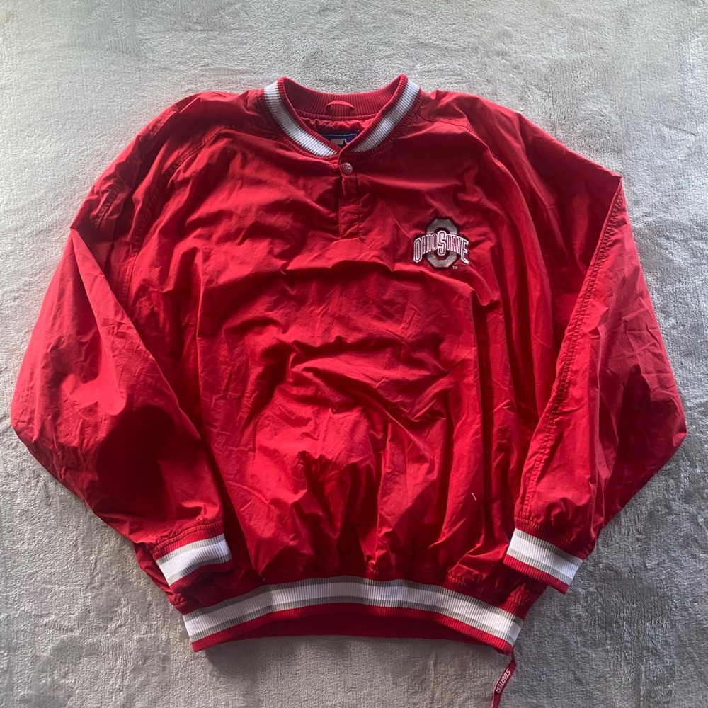 Starter Ohio State Buckeyes Vintage Windbreaker Pullover Red Mens XXL Jacket